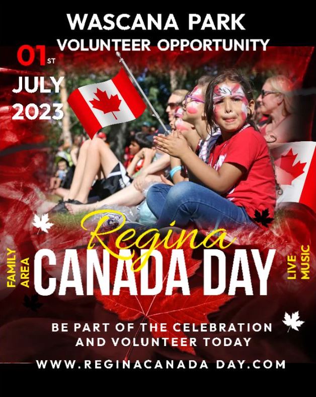 Volunteer Poster - family having fun during canada day celebrations
